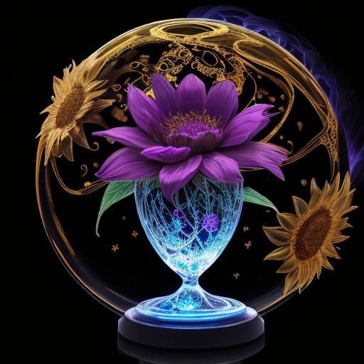 Abstract 3D Mandala with Neon and Metallic Accents