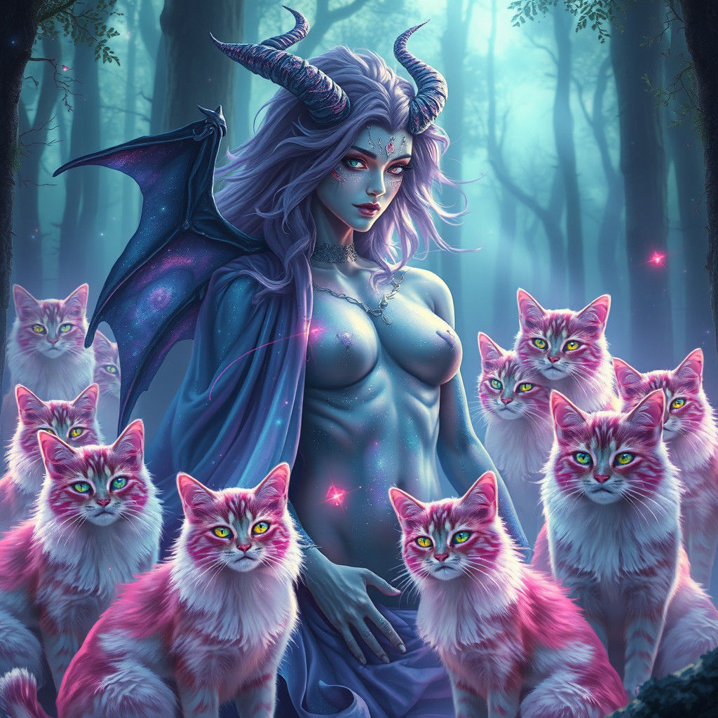 Auroracore Portrait of a Galactic Demon in Forest