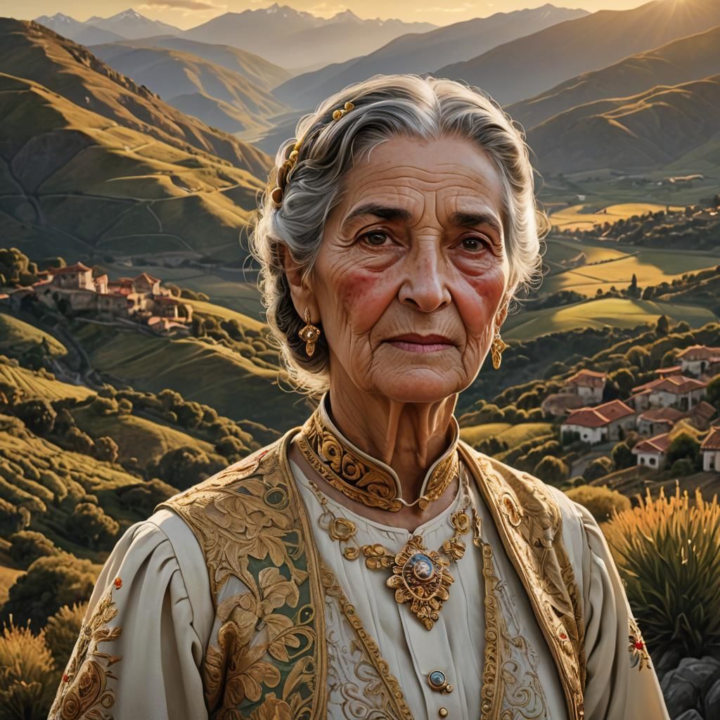 Realistic Portrait of Chilean Woman in Traditional Attire