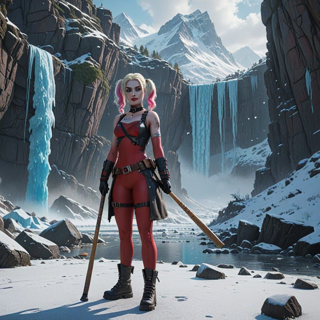 Chaos Meets Elegance: Harley Quinn and Elsa Unite with Baseb...