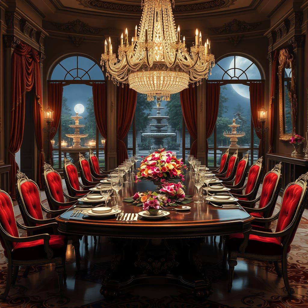 Luxurious Palace Dining Room in Opulent Elegance