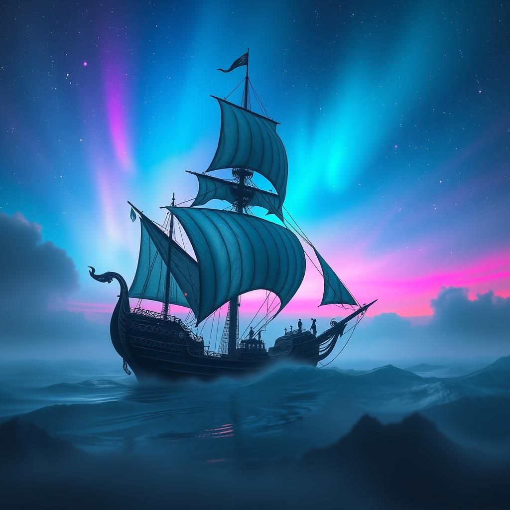 A hauntingly captivating ghost ship, crafted from opaque tra...