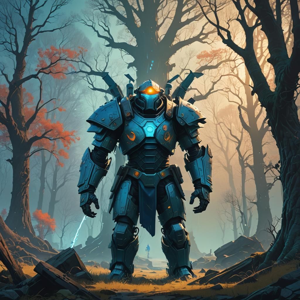 Hero in Mystical Realm: Fantasy Matte Painting