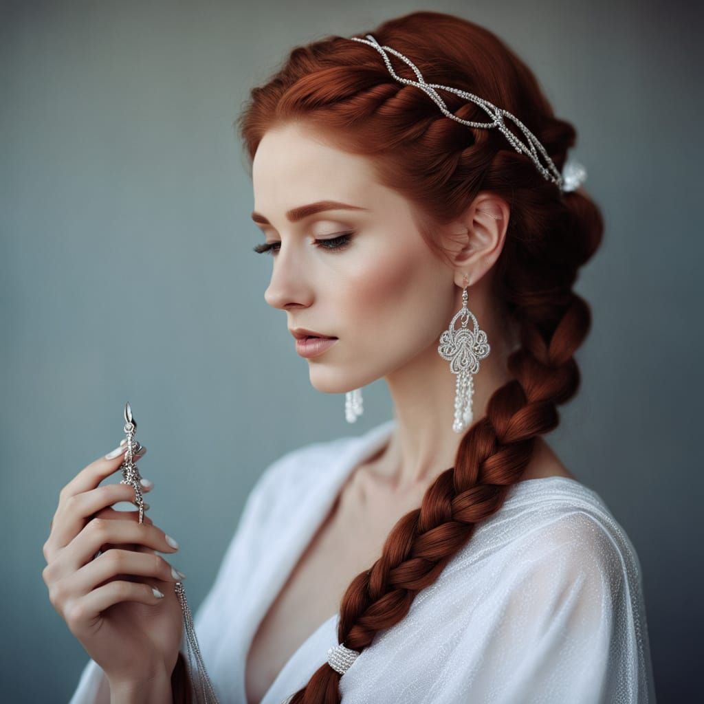 Woman in White Robes with Bone Charms