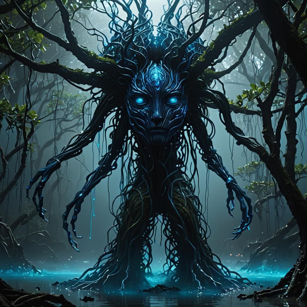 Ethereal A-Shaped Sculpture in Dark Fantasy Style