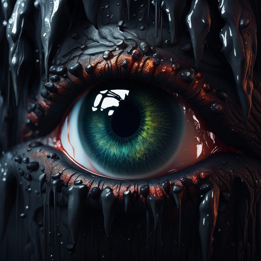 Eye Crying Black Tears in Detailed Matte Painting