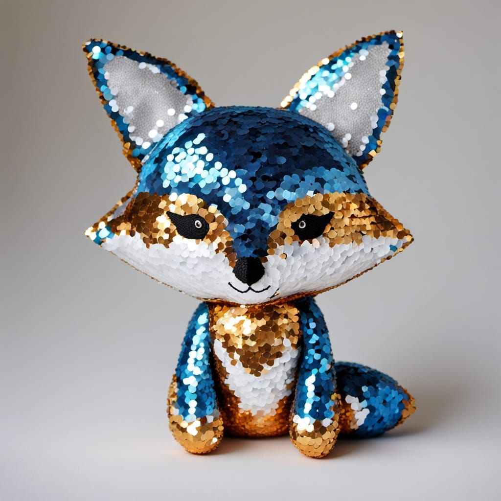 Glittering Fox Teddy in Sequin Embellishments