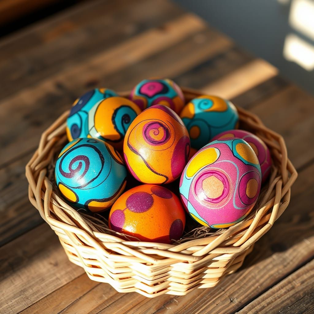 Vibrant Eggs in Expressionist Abstract Style