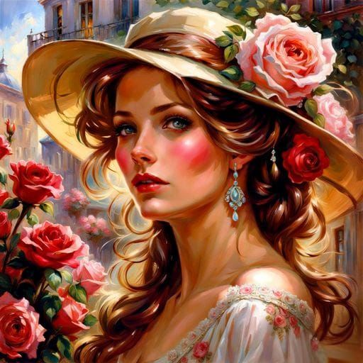 Belle Epoque Beauty in Royo Style with Roses