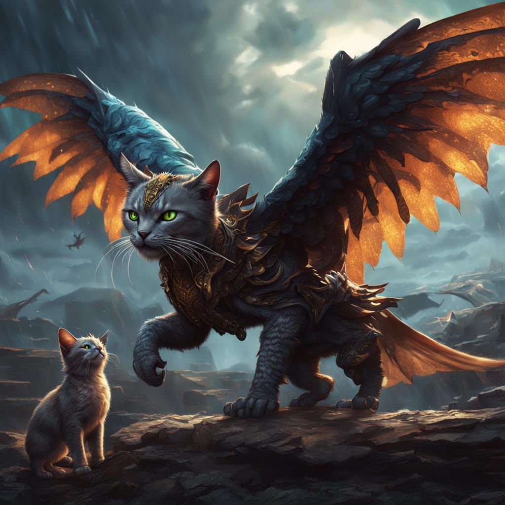 Kind Beasts: A Fantastical Sky Cat's Protection