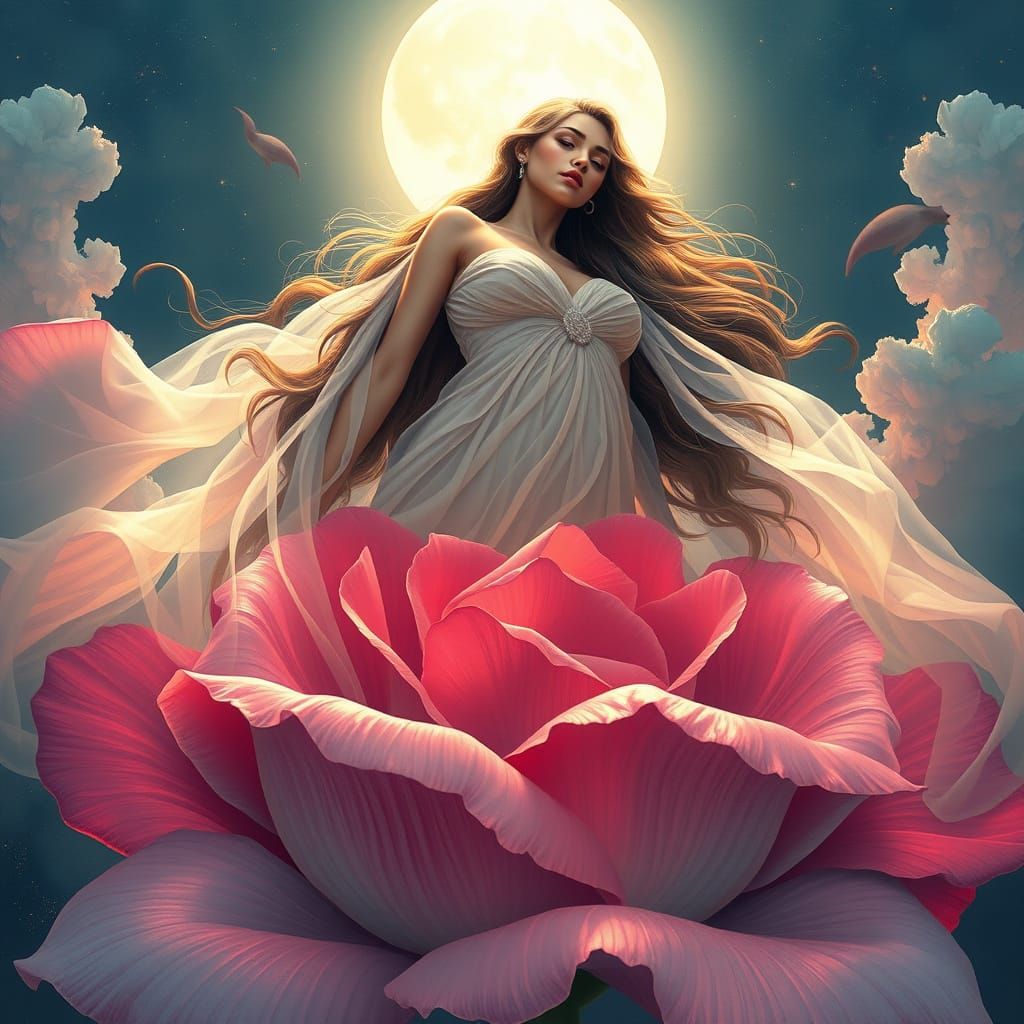 Surreal Goddess of Bloom in Ethereal Beauty