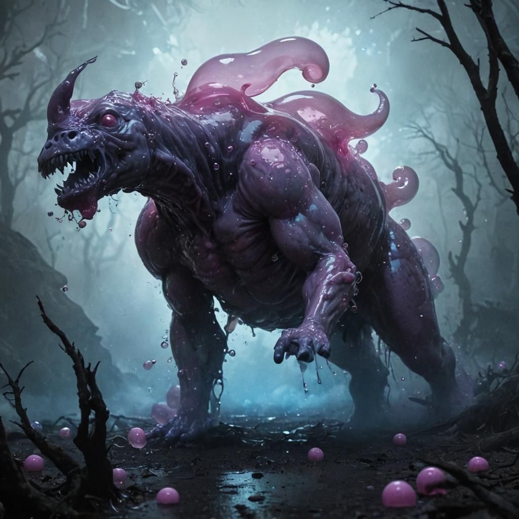 Gelatinous Bubble Gum Mass in Dark Fantasy Art
