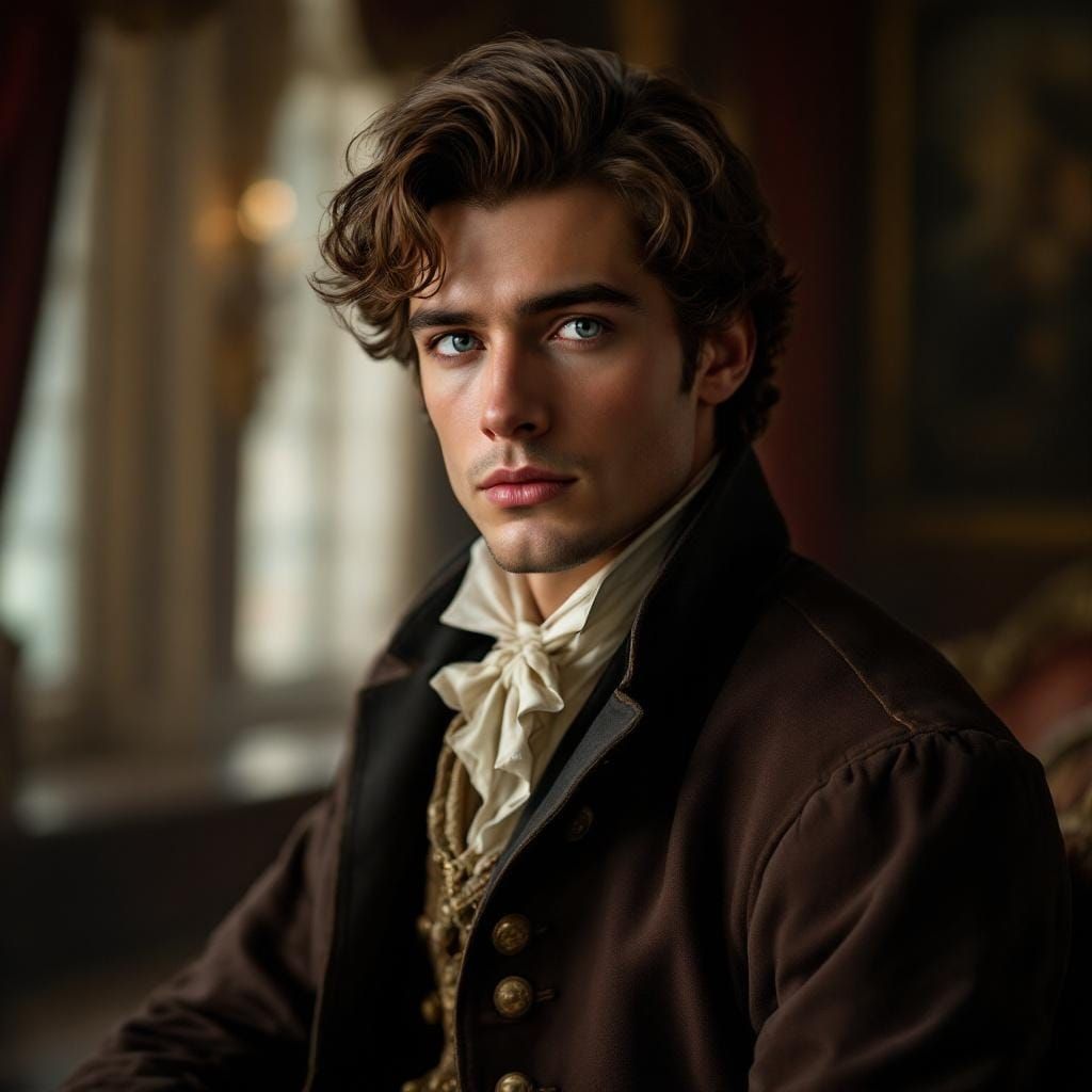 Regency Gentleman in Detailed Interior: Digital Matte Painti...