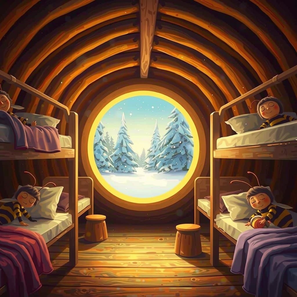 Whimsical Beehive Dormitory in Winterscape