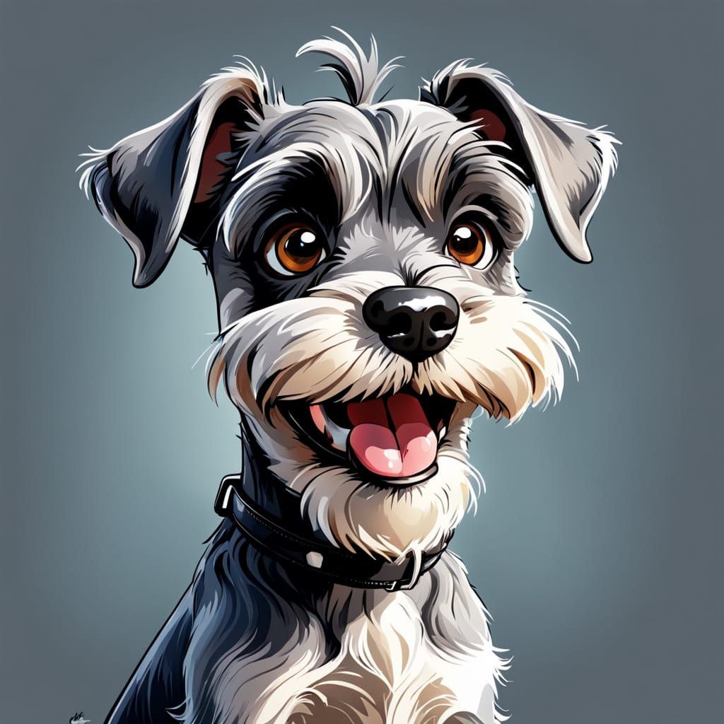 Silly Schnauzer Caricature Drawing