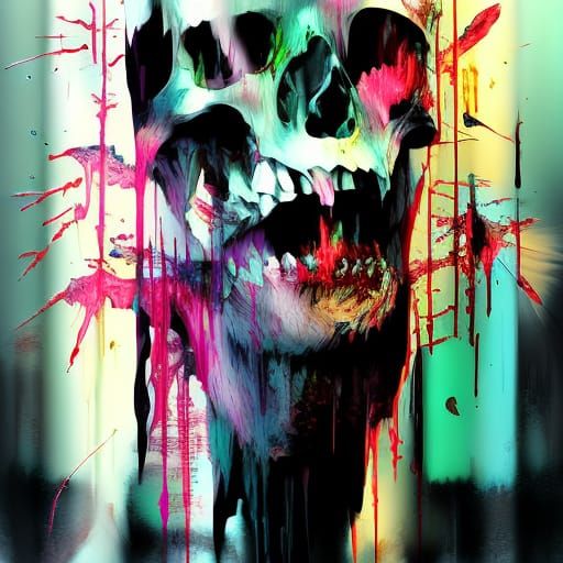 Raven and Skull in a Bottle: Impasto Concept Art