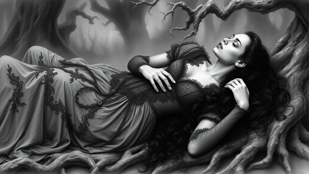 Romantic Victorian Vampire Portraits in Dark, Whimsical Wood...