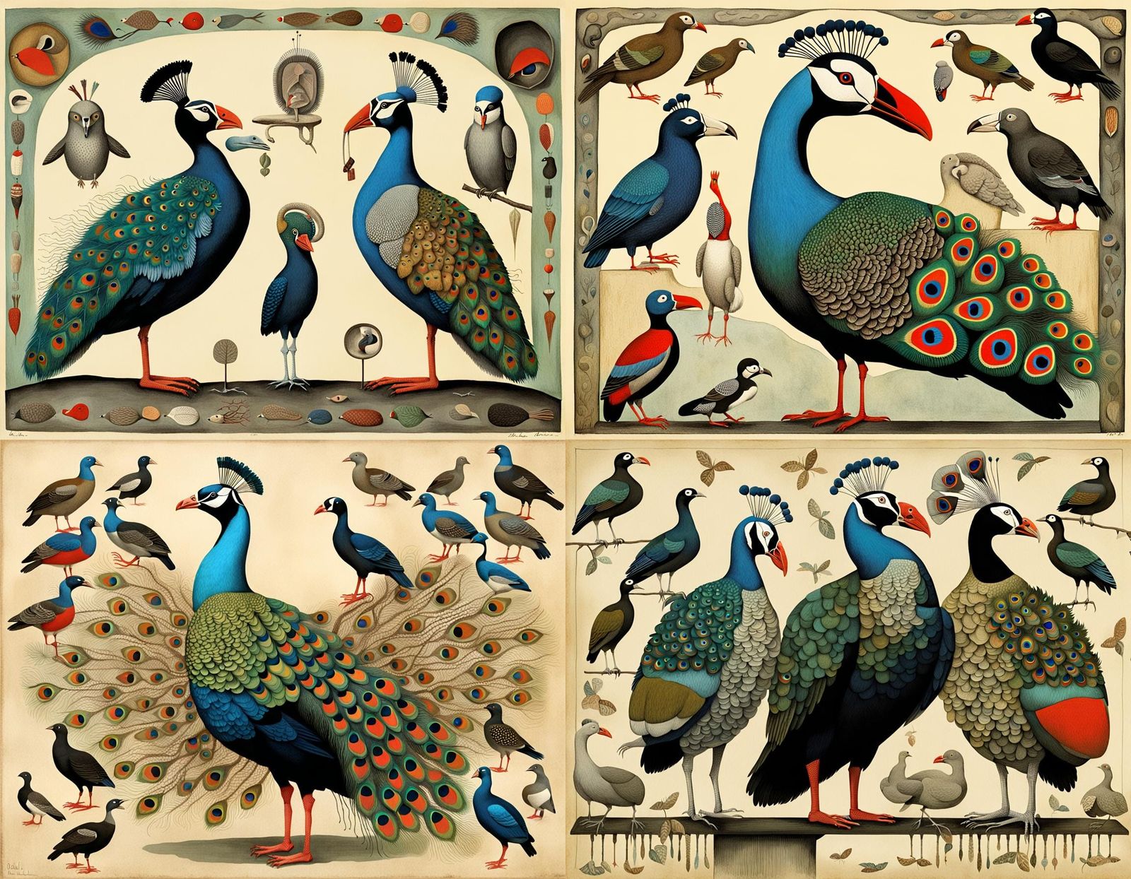 Surreal Peacock Puffin Homunculus in Surrealist Style