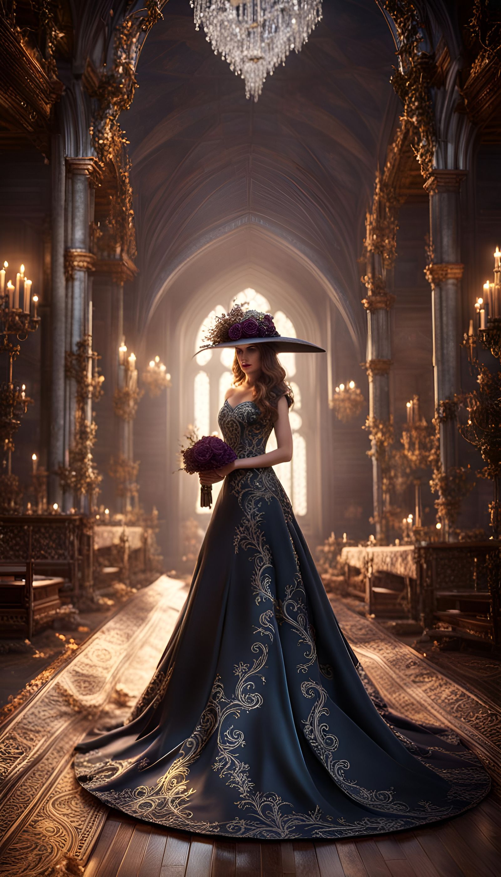 Witch Wedding Card in Photorealistic Style
