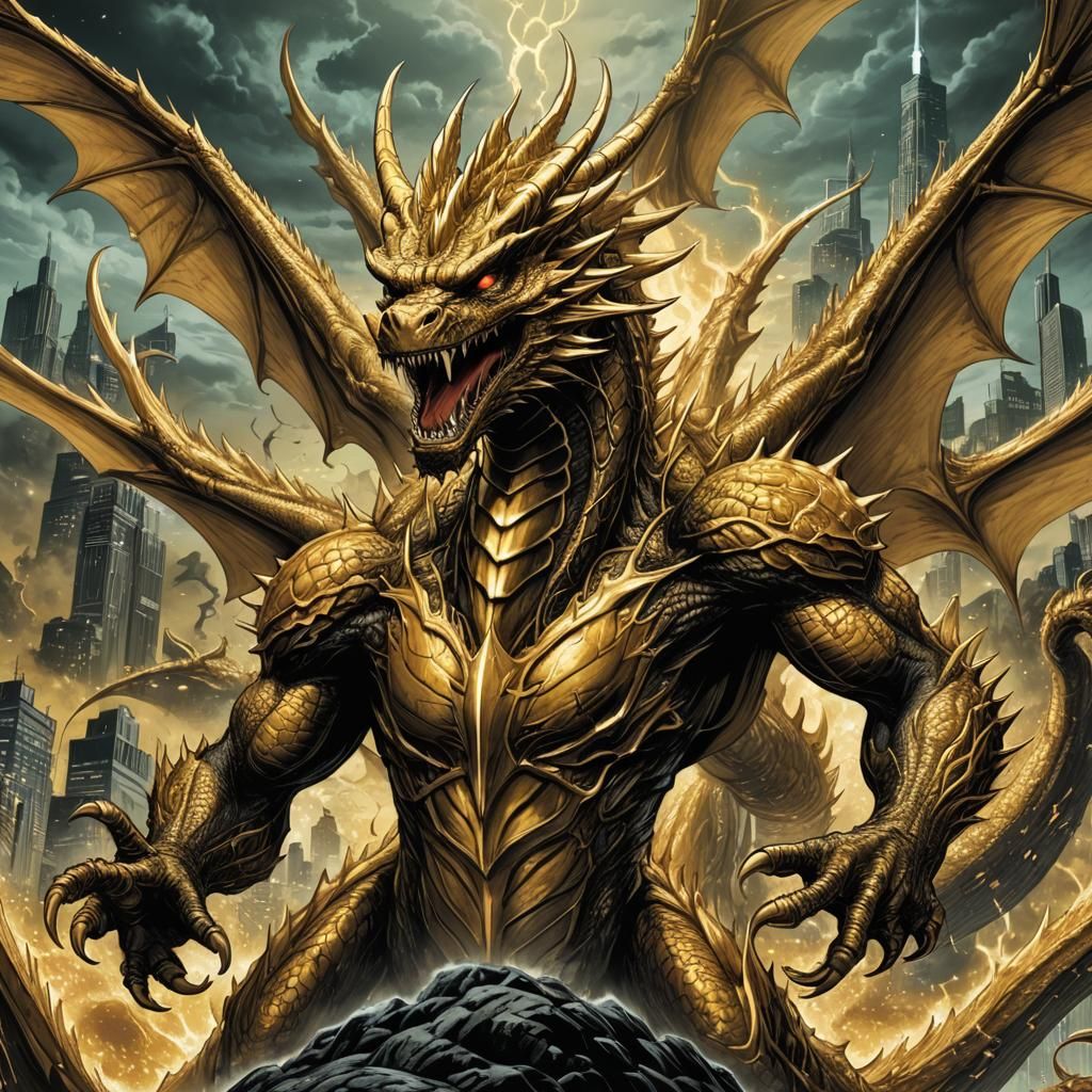King Ghidorah Comic Book Art