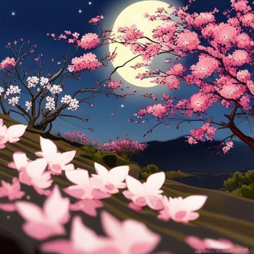 Inspiring Cherry Blossom Scene in Anime Style