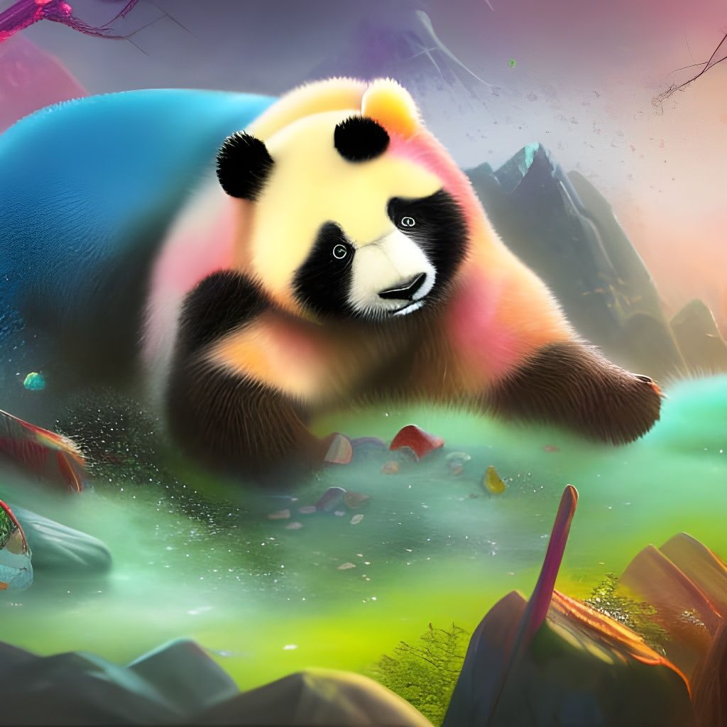Vibrant Panda with Rangoli Colors in 3D