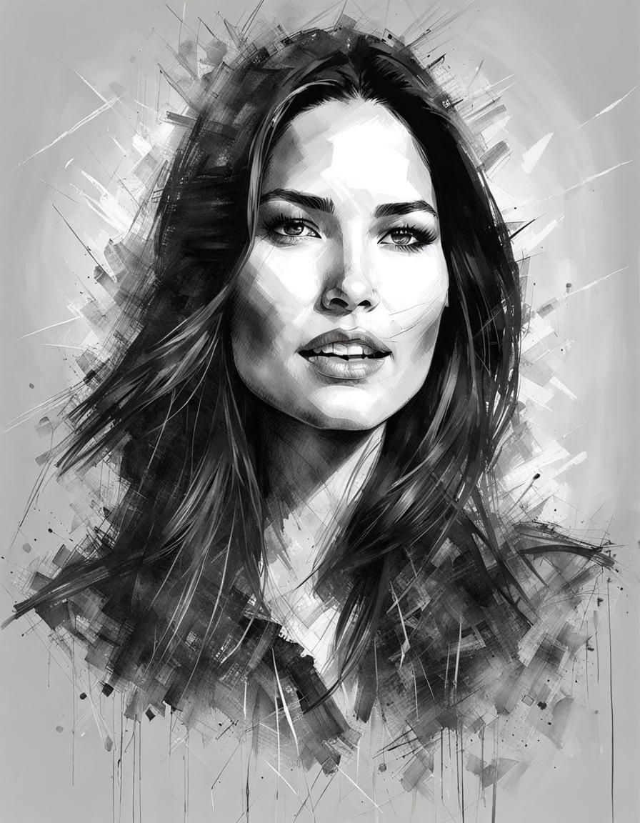 Striking Portrait of Young Woman in Sketch Art Style