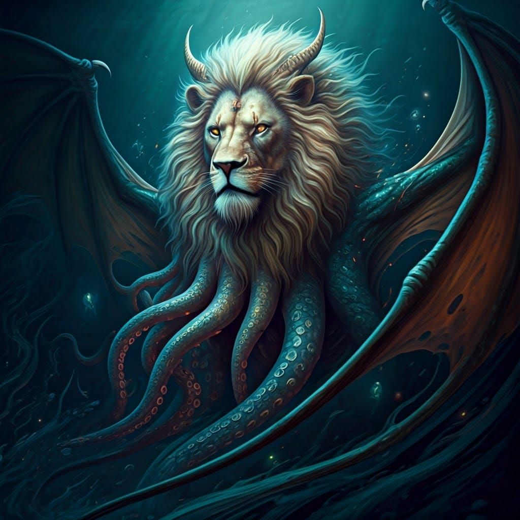 Majestic Sea Dragon Hybrid Rises from Dark Depths