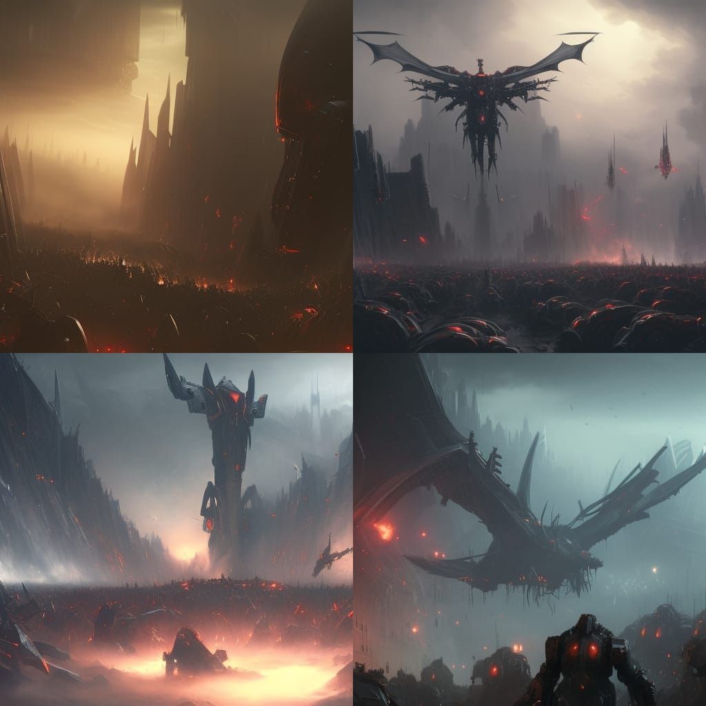 Vampire Army vs. Mech Titan in Dystopian Future