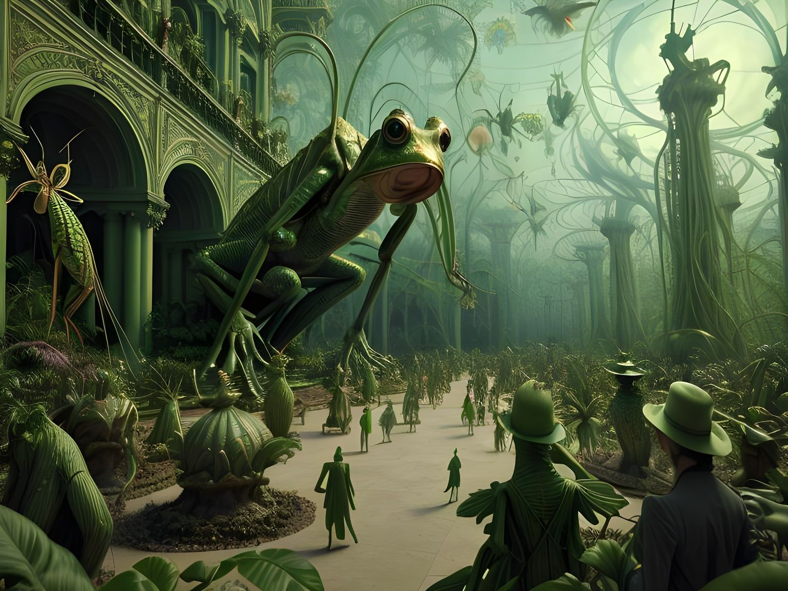 Ornate Gathering of Insect and Fish People