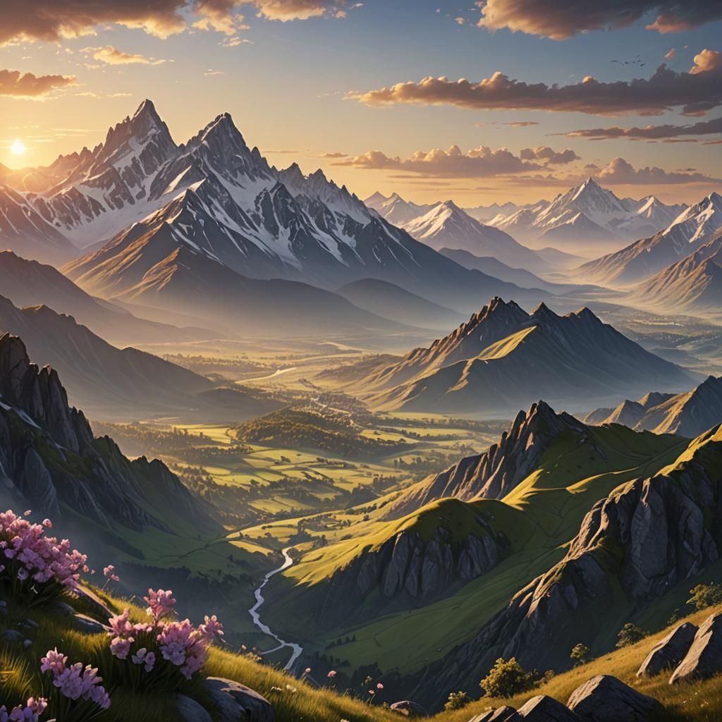 Mountain Sunrise Matte Painting