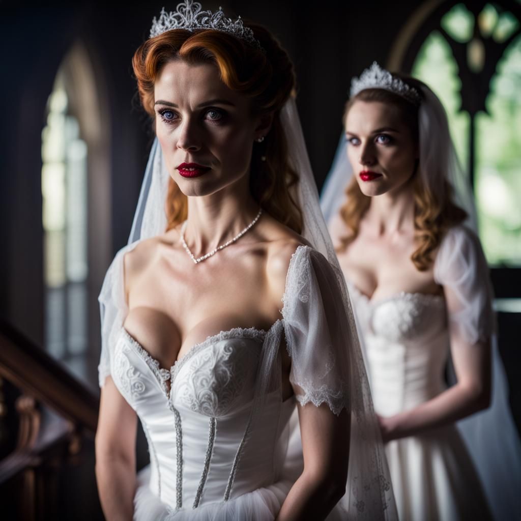 Brides of Dracula. Vampires. Lacey. Photorealistic. Hd. 4k