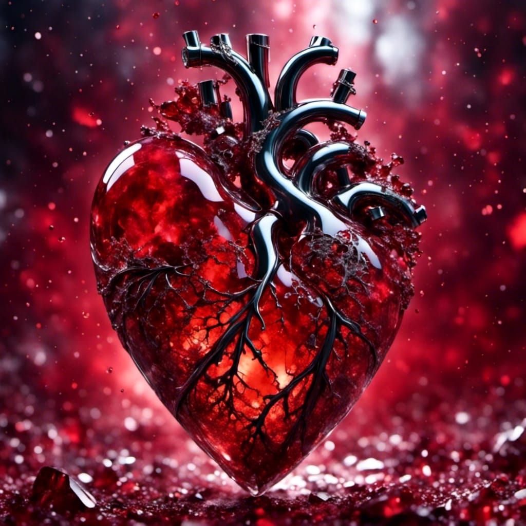 Transparent Crystal Heart with Veins