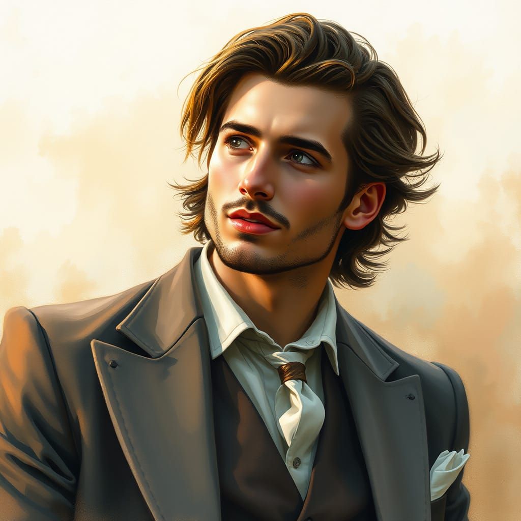 Ethereal Summer Man: Hyperdetailed Charcoal Fantasy Portrait