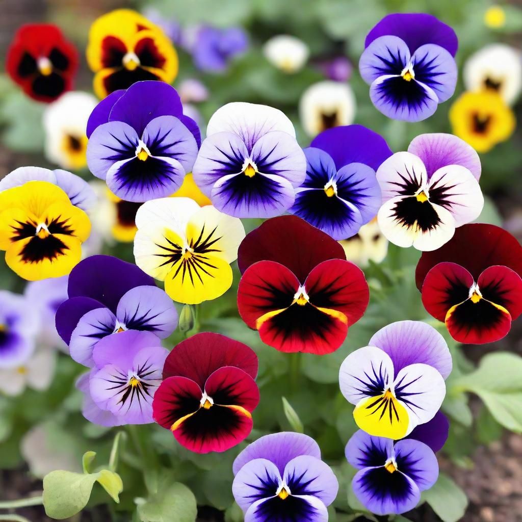 Vibrant Pansies in Full Bloom