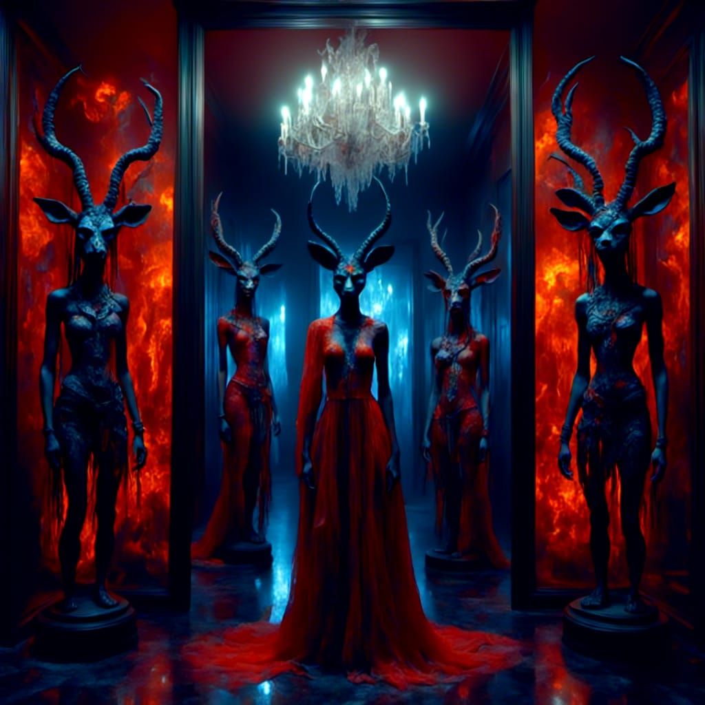 African Woman in Antelope Mask: Magic Surrealism