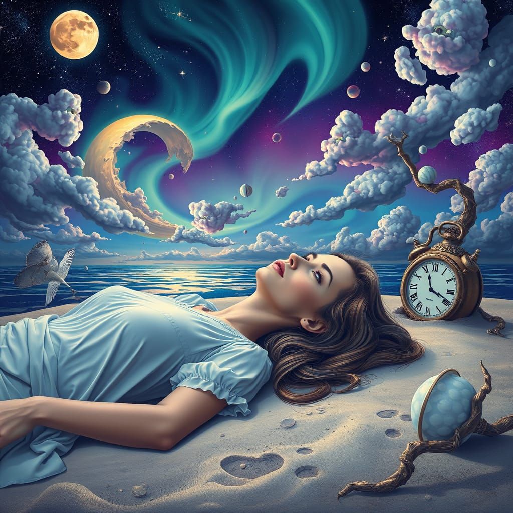 Surreal Dreamscape Under Moonlit Skies