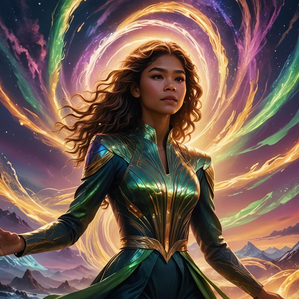 Zendaya Surrounded by Positive Energy, Digital Matte Paintin...