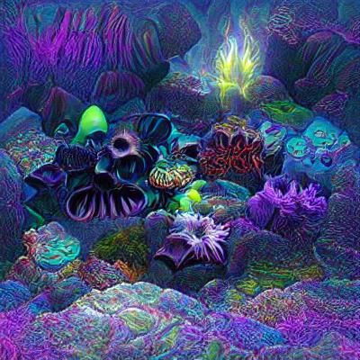 Bioluminescent Coral Reef in the Deep Sea