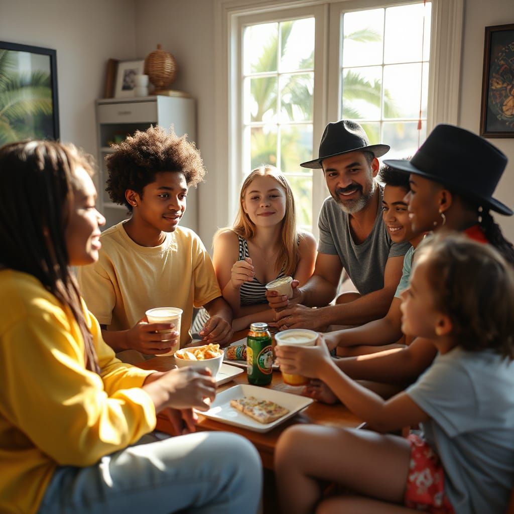 Cozy Weekend Gathering in a Sunlit American Home