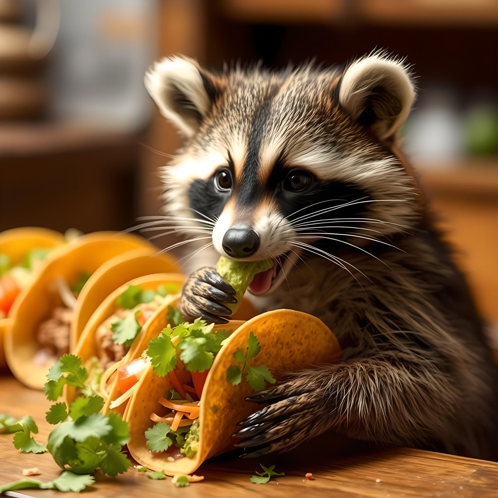 RST Prompt: "Raccoon Stealing Tacos"