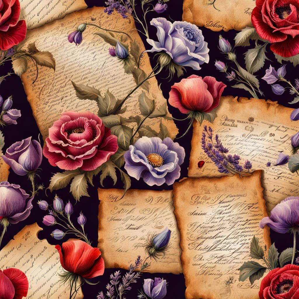 Vintage Love Letters with Floral Ink Illustrations