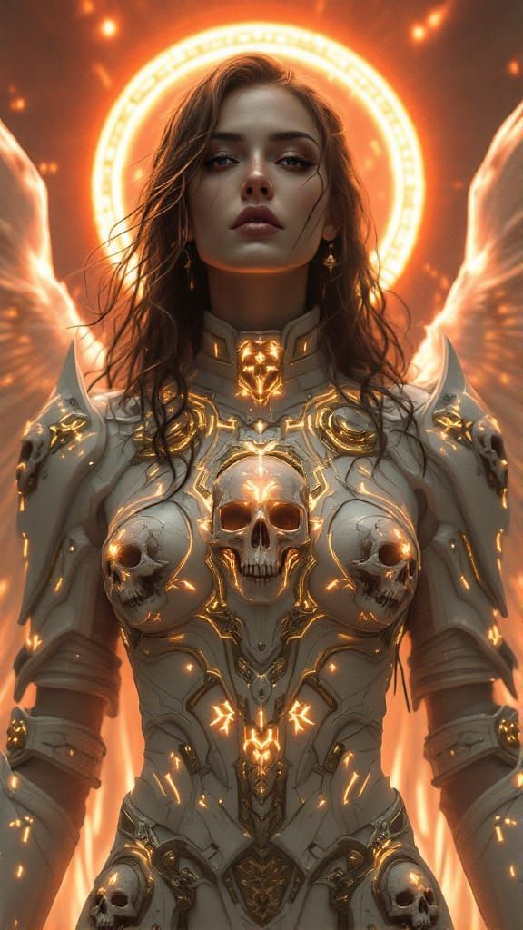 Warrior-Saint of Light and Vengeance in Baroque Sci-Fi Style