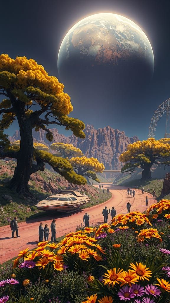 Terraformed Mars in Dark Fantasy Style