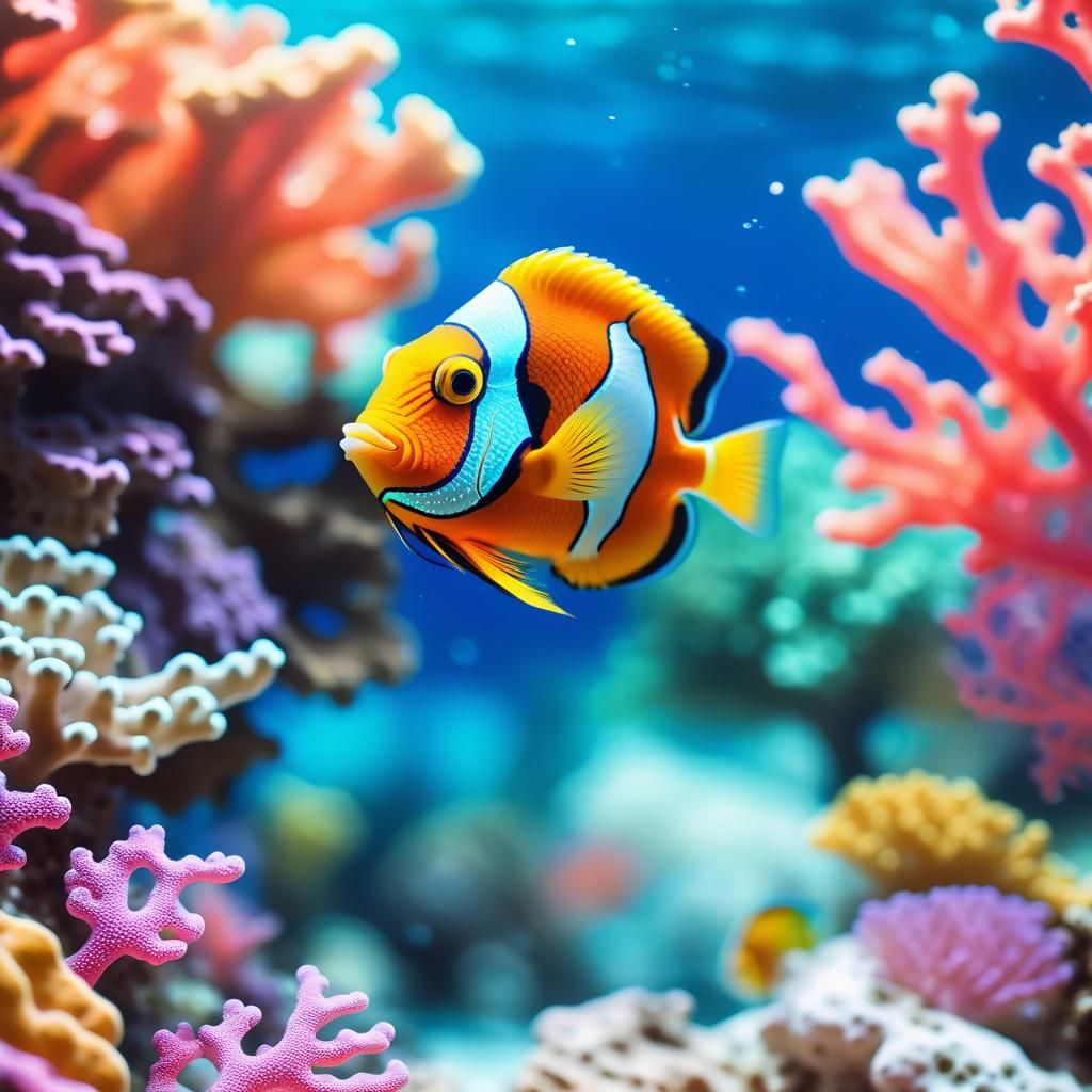 Vibrant Coral Reef Ecosystem in Pastel Colors