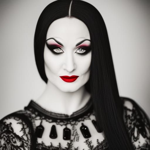 Morticia Addams Portrait in Sharp Focus