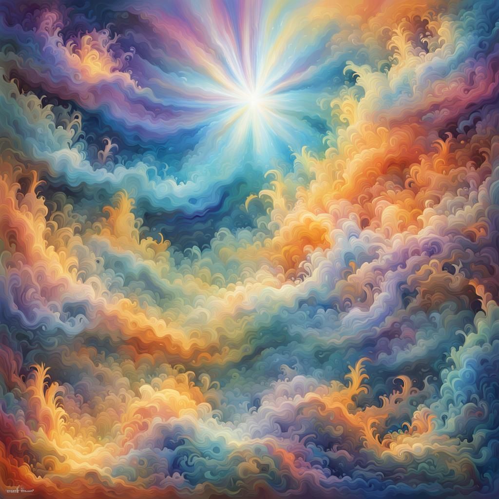 Ethereal Sunshine and Clouds in Expressionist Style