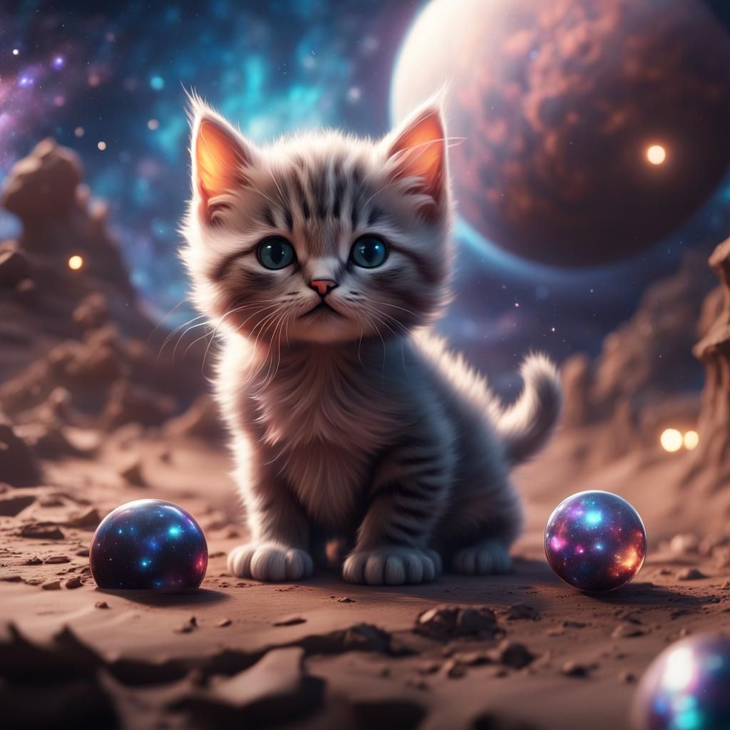 Galaxy Kitten: A Fantastical Digital Painting