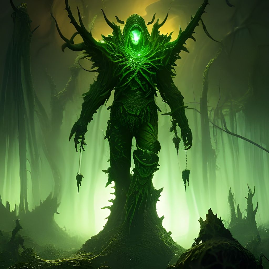 Demonic Slime Monster in a Swamp: Digital Art