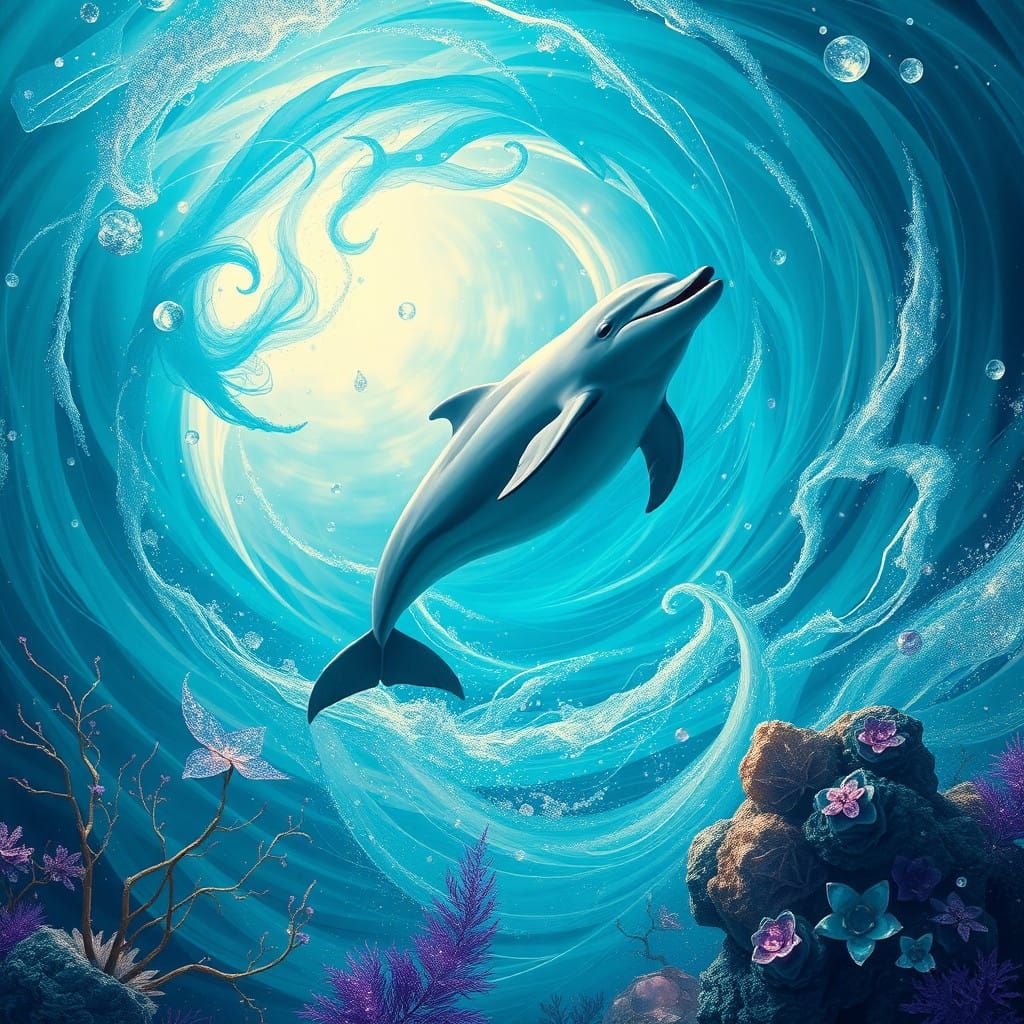 Dolphin Sings in Turquoise Abyss